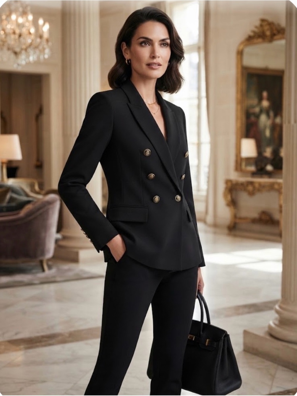 Haver & Blair London Black Double Breasted Gold Button Blazer Size S